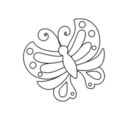 Naklejka premium Butterfly Character Black and White Vector Illustration Coloring Book for Kids