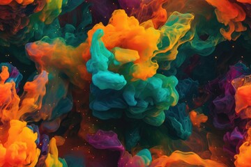 Colorful Exploding Clouds of Color Underwater Oil Colors Seamless Repeating Repeatable Texture Pattern Tiled Tessellation Background Image	
