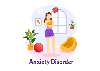 Anxiety Disorder Illustration with Frustrated Person, Nervous Problem and Confusion in Flat Cartoon Depression or Mental Health Hand Drawn Templates