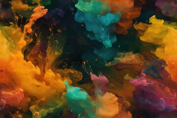 Colorful Exploding Clouds of Color Underwater Oil Colors Seamless Repeating Repeatable Texture Pattern Tiled Tessellation Background Image	
