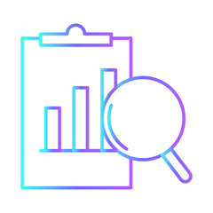 Financial analysis business people icons with purple blue outline style. research, management, technology, report, set, illustration, symbol. Vector Illustration