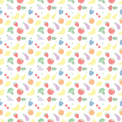 Seamless food pattern. Doodle vector food illustration.  Hand-drawn food background