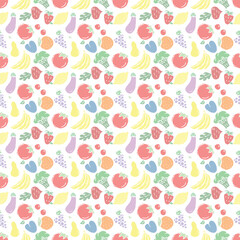 Seamless food pattern. Doodle vector food illustration.  Hand-drawn food background