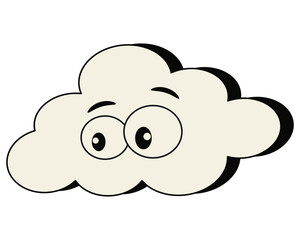  Vector groovy cloud. Cool sticker, decal, design in retro style.