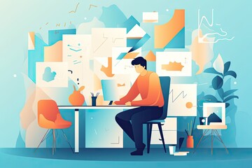 Businessman working from home Generative AI