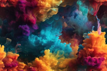 Obraz na płótnie Canvas Colorful Exploding Clouds of Color Underwater Oil Colors Seamless Repeating Repeatable Texture Pattern Tiled Tessellation Background Image 