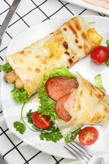 shredded pancake or Hand pancake of taiwan food(Hand cake),Nutritious breakfast,Chinese food,traditional street food