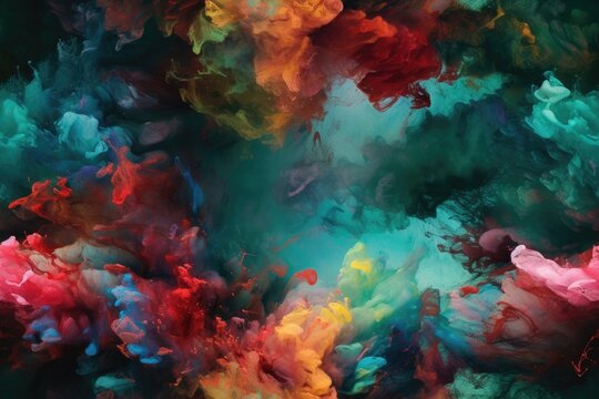 Colorful Exploding Clouds of Color Underwater Oil Colors Seamless Repeating Repeatable Texture Pattern Tiled Tessellation Background Image	
