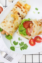 shredded pancake or Hand pancake of taiwan food(Hand cake),Nutritious breakfast,Chinese food,traditional street food