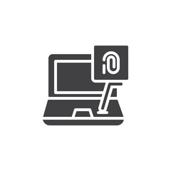 Laptop fingerprint recognition vector icon