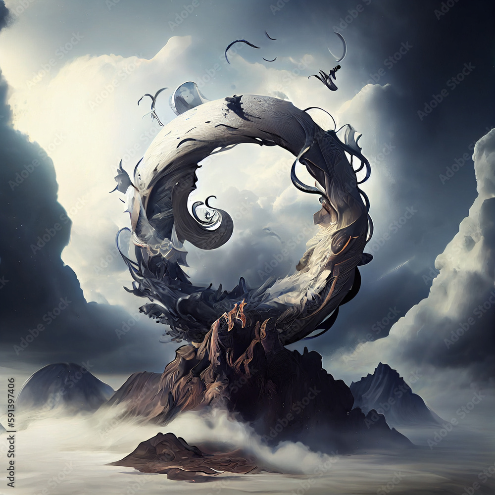 Poster the zodiac sign of scorpio is among the wind and clouds, air and movement. generative ai technology.