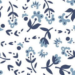 Fototapeta premium Minimalist blooming flowers seamless pattern print