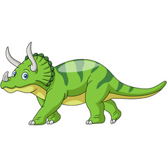 Cute triceratops cartoon on white background