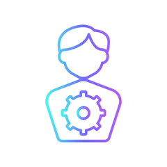 Manager business people icons with purple blue outline style. manager, person, people, partnership, sign, organization, human. Vector Illustration