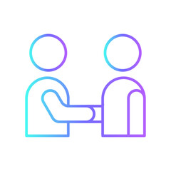 Deal Business business people icons with purple blue outline style. cooperation, success, teamwork, professional, thin, businessman, concept. Vector Illustration