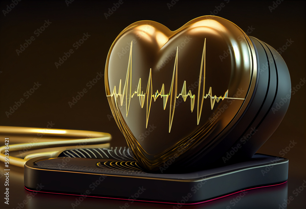 Poster a heart rate monitor displaying a person's heart rate, with a line graph showing the ups and downs o