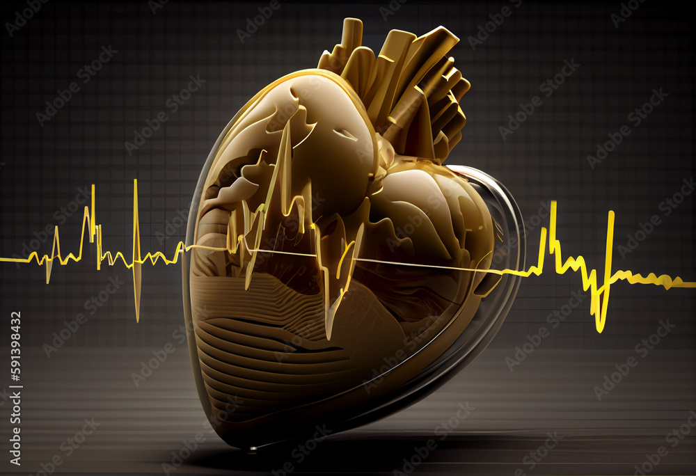 Poster a heart rate monitor displaying a person's heart rate, with a line graph showing the ups and downs o