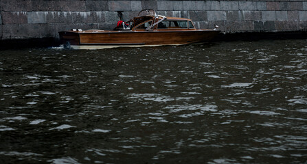 luxury boat in canal.