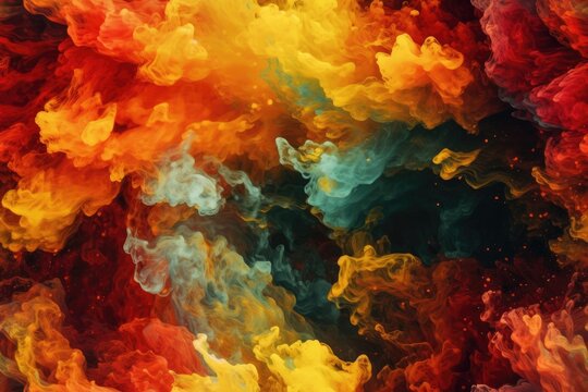 Red, Orange, and Yellow Exploding Clouds of Color Underwater Oil Colors Seamless Repeating Repeatable Texture Pattern Tiled Tessellation Background Image