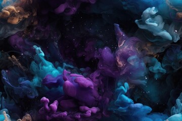 Plakat Purple and Blue Exploding Clouds of Color Underwater Oil Colors Seamless Repeating Repeatable Texture Pattern Tiled Tessellation Background Image