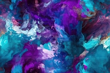 Fototapeta na wymiar Purple and Blue Exploding Clouds of Color Underwater Oil Colors Seamless Repeating Repeatable Texture Pattern Tiled Tessellation Background Image