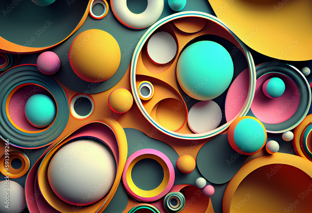 Leinwandbilder abstract background with circles. generative ai technology.