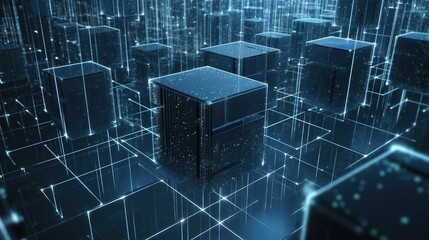 3D rendering of abstract digital technology background. Big data connection concept.Generative Ai