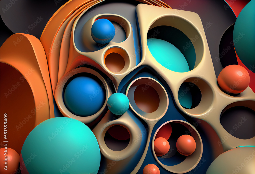 Aufkleber abstract background with circles. generative ai technology.
