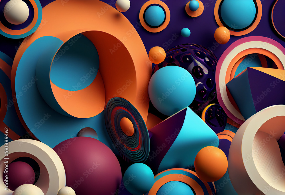 Aufkleber abstract background with circles. generative ai technology.