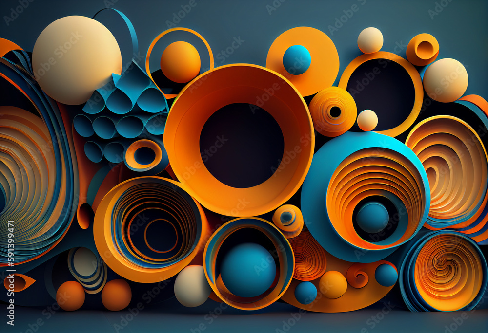 Aufkleber abstract background with circles. generative ai technology.