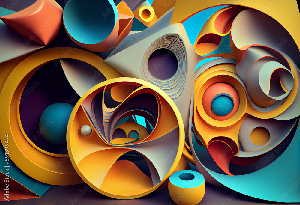 Aufkleber abstract background with circles. generative ai technology.