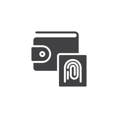 Wallet and fingerprint vector icon