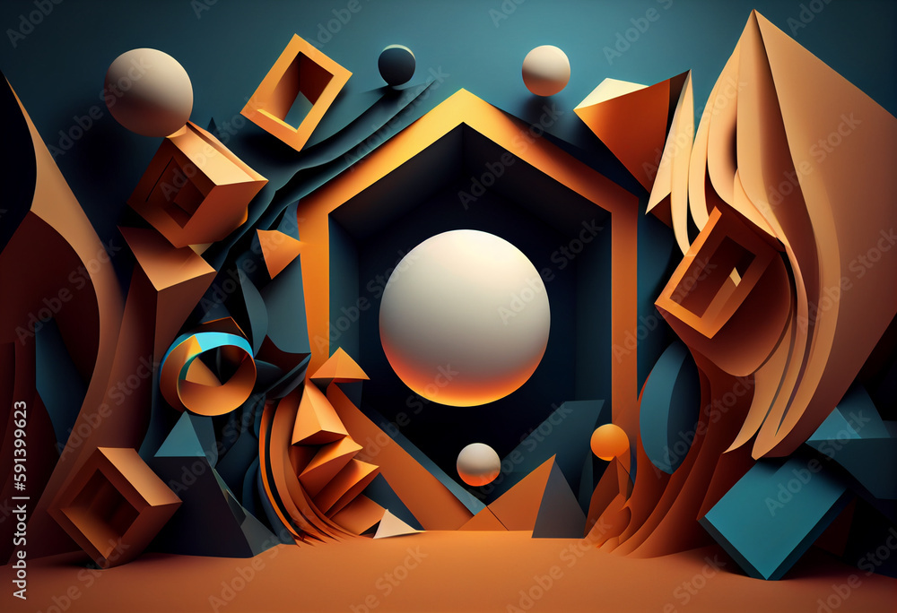 Poster abstract background visualization  with speakers  Generative AI technology.	