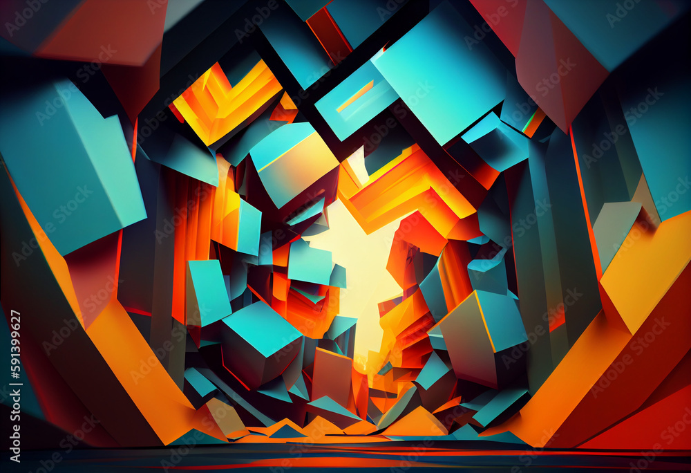 Poster abstract background visualization  with speakers  Generative AI technology.	