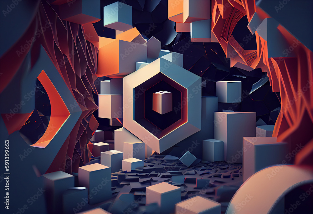 Poster abstract background visualization  with speakers  Generative AI technology.	