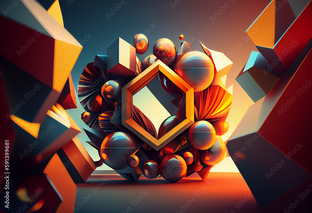 Poster abstract background visualization  with speakers  Generative AI technology.	