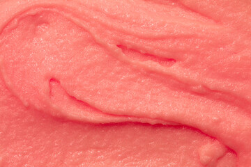 Berry yoghurt ice cream. Smoothies from fresh fruits and berries. Ice cream texture. Delicious sweet dessert close-up as a background.