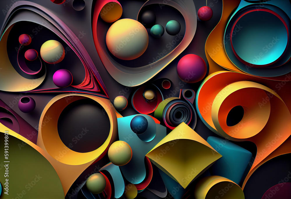 Poster abstract background visualization  with speakers  Generative AI technology.	