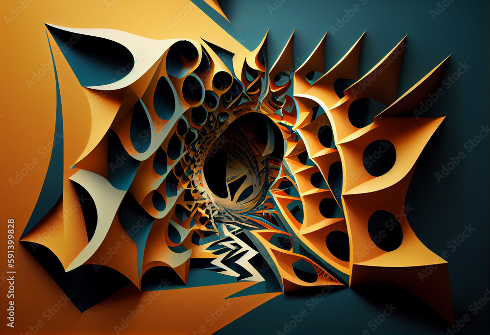 Poster abstract background visualization  with speakers  Generative AI technology.	