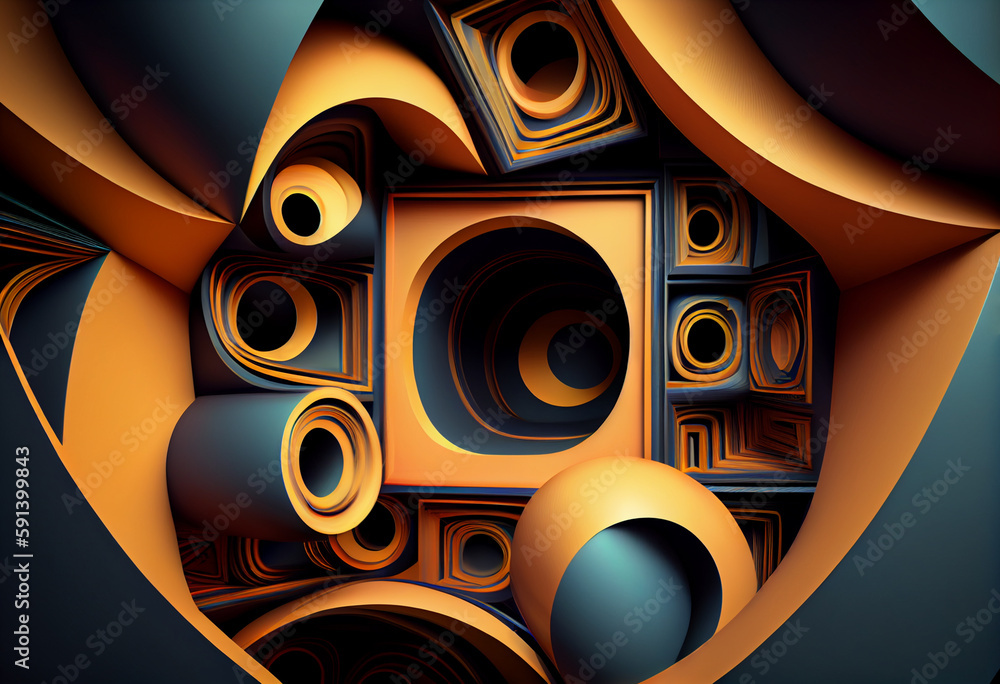 Poster abstract background visualization  with speakers  Generative AI technology.	