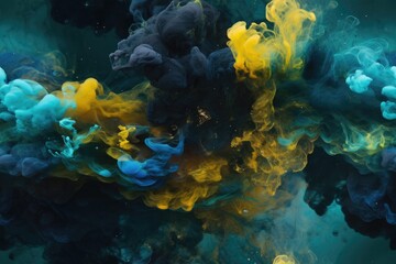 Blue and Yellow Exploding Clouds of Color Underwater Oil Colors Seamless Repeating Repeatable Texture Pattern Tiled Tessellation Background Image