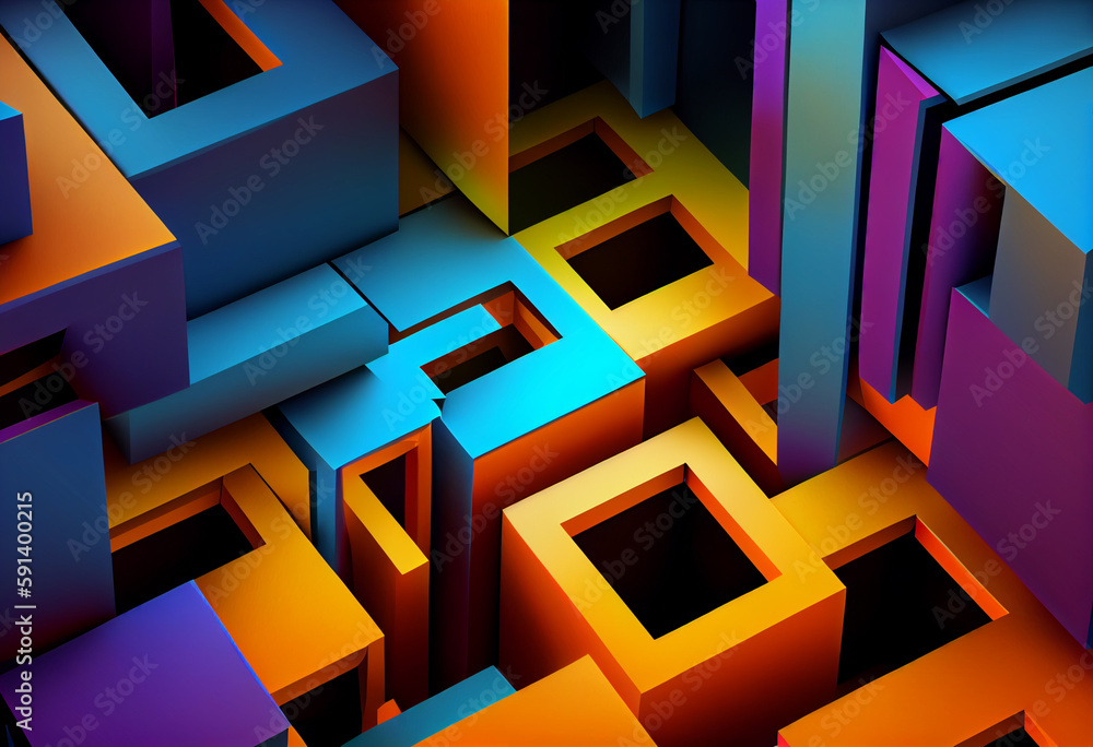 Leinwandbilder abstract background with colorful squares Generative AI technology.	