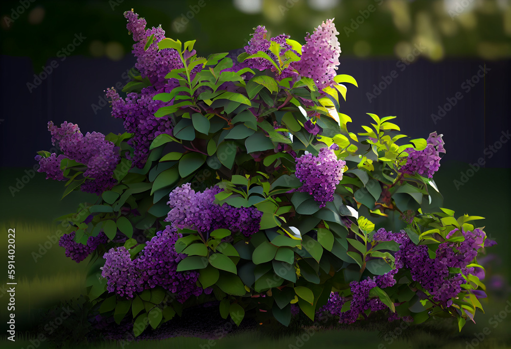 Aufkleber lilac bush on a background of green leaves. generative ai technology.