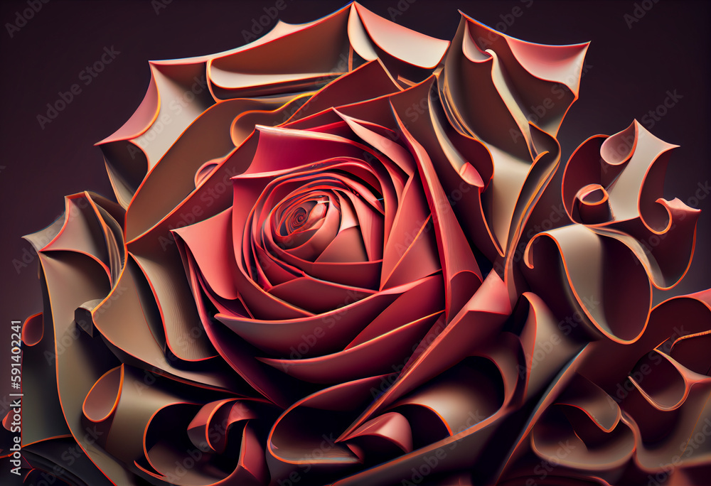 Aufkleber a complex, multi-layered pattern of interlocking shapes that resembles a rose flower. generative ai 