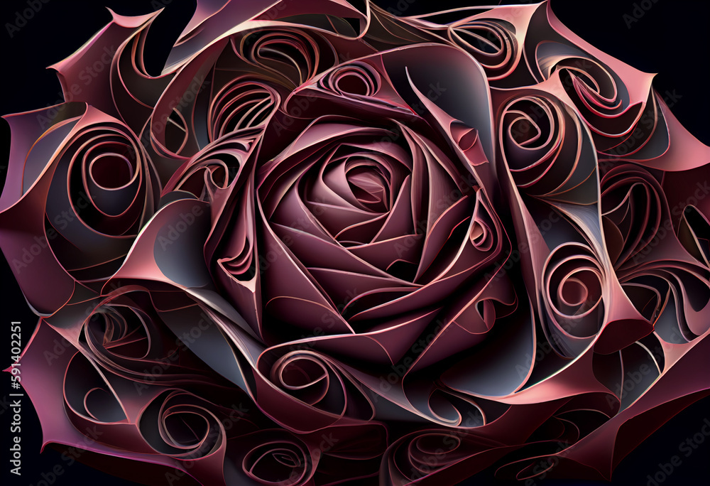 Aufkleber a complex, multi-layered pattern of interlocking shapes that resembles a rose flower. generative ai 