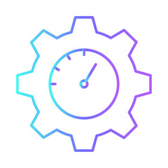 Productivity data management icons with purple blue outline style. time, line, symbol, concept, technology, clock. Vector Illustration