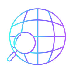 Global data data management icons with purple blue outline style. line, web, set, info, sign, communication, graphic. Vector Illustration