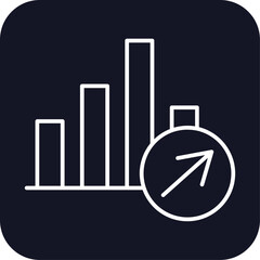 Growth data management icons with black filled outline style. sign, outline, graph, design, thin, increase, chart. Vector Illustration