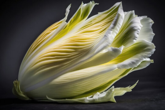 Premium Close up shot of an Endive. Vegetarian themed, healthy eating concept. Generative AI.