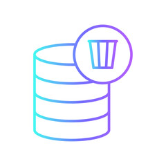 Delete data data management icons with purpe blue outline style. flat, erase, trash, remove, set, button, design. Vector Illustration